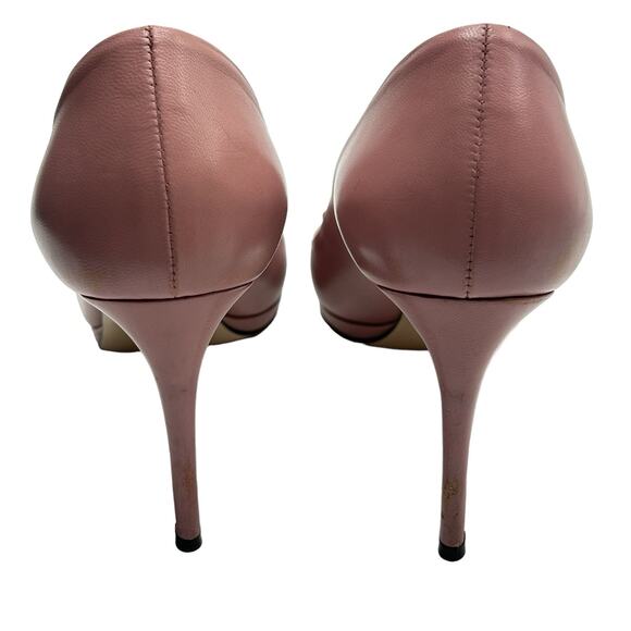 Gucci Horsebit Peep Toe Heels Pumps Size 39 Pink Mauve Stilettos - Picture 7 of 12